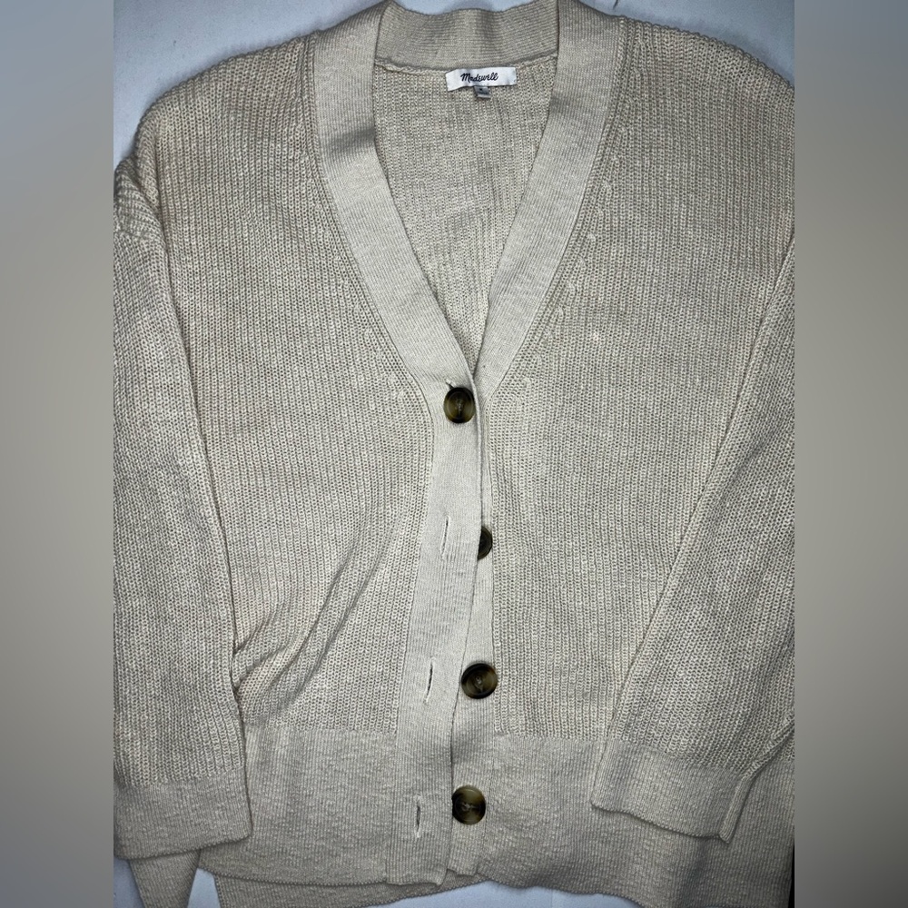Madewell Cream Button-Up Sweater
